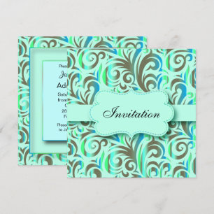 Invitation Célébration du Blue & Green Motif Party  Texte DO-
