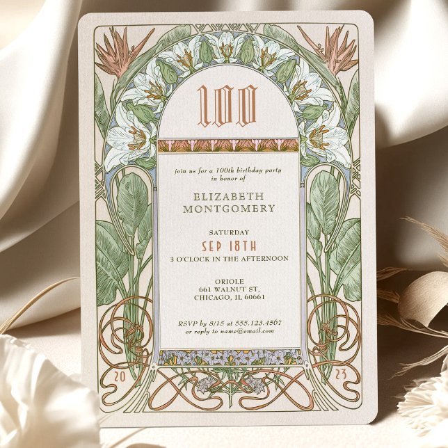 Invitation Célébration du centenaire Art Nouveau Mucha (Créateur téléchargé)