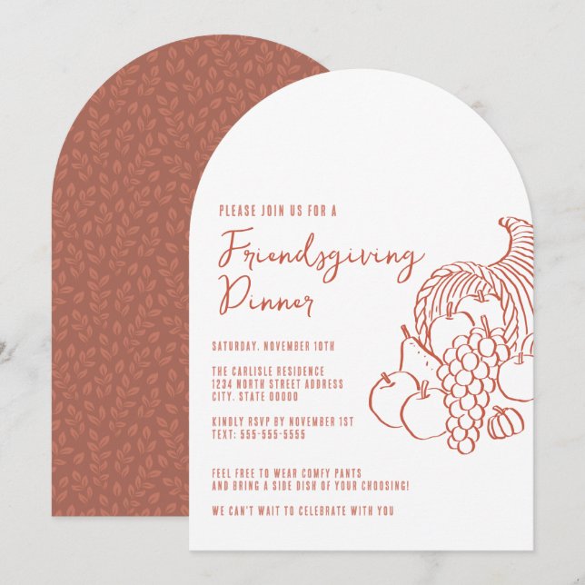Invitation Célébration du dîner de la fête des amis de l'abon (Devant / Derrière)