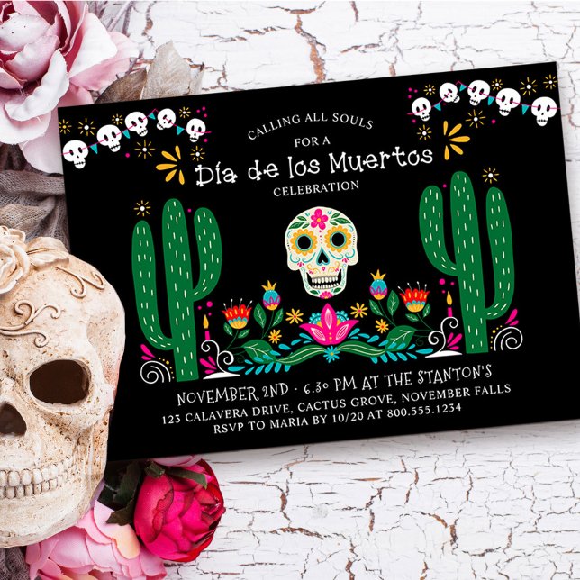 Invitation Célébration du Jour des Morts Thème Mexique (Day of the Dead Celebration Invitation from my Dia de los Muertos collection
)