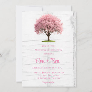 Invitation Célébration du Mariage de l'écorce cerise en fleur