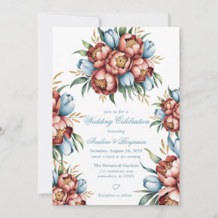 Invitation Célébration du Mariage des pivoines et tulipes rom