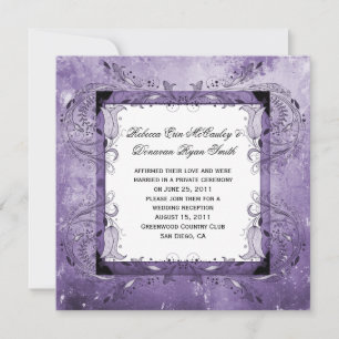 Invitation Célébration du Mariage du Grunge Floral Violet