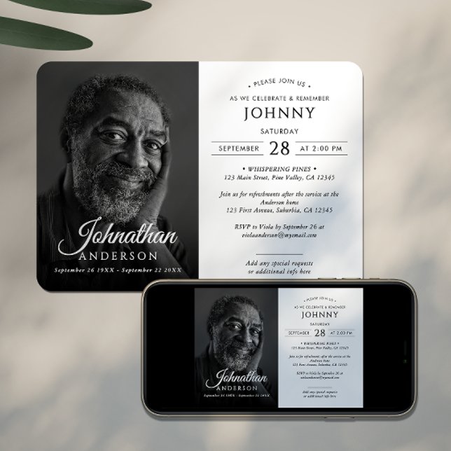 Invitation Célébration du mémorial funéraire moderne de la vi (Créateur téléchargé)