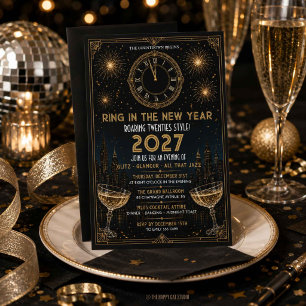 Invitation Célébration du Nouvel An Gatsby Art Déco Roaring T