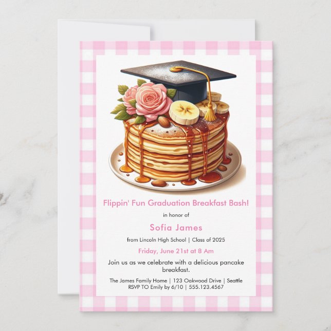 Invitation Célébration du petit déjeuner de graduation de crê (Devant)