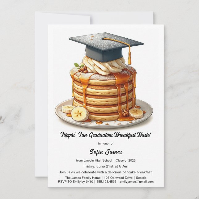 Invitation Célébration du petit déjeuner de graduation de crê (Devant)