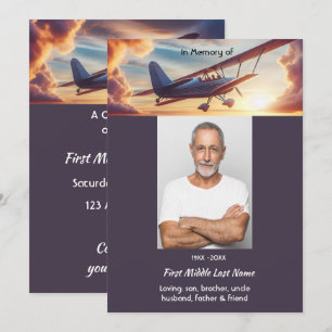 Invitation Célébration du service de la vie Pilote Avion Cou