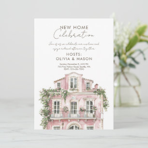 Invitation Célébration d'une nouvelle maison rose Pendaison d