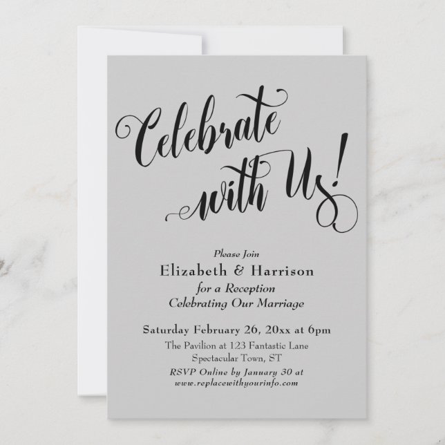 Invitation Célébration Élégante avec Nous ! Gris Clair Simple (Devant)
