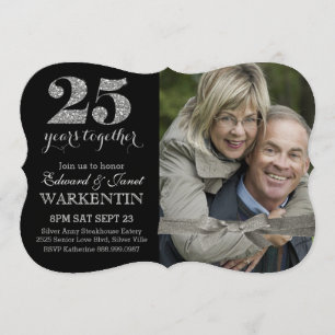 Invitation Célébration élégante d'argent pour les 25 ans de m