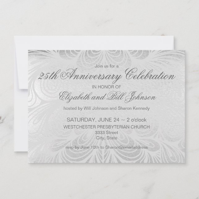 Invitation Célébration élégante de 25 ans d'anniversaire de m (Devant)