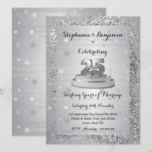 Invitation Célébration élégante de 25 ans de mariage avec pai