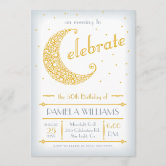 Invitation Célébration élégante de la lune dorée