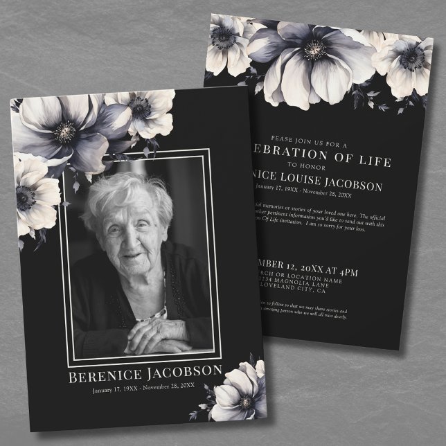 Invitation Célébration Élégante de la Mémoire d'une Vie à tra (Elegant Photo Memorial Celebration Of Life Invitation)