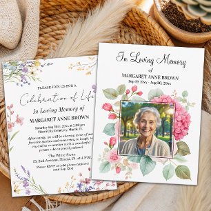 Invitation Célébration élégante de la vie avec fleurs Photo 