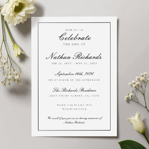 Invitation Célébration Élégante de la Vie en Hommage