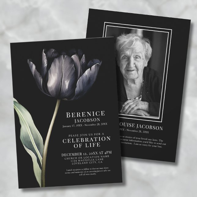 Invitation Célébration élégante de la vie en mémoire Funérail (Elegant Memorial Celebration Of Life Funeral Invitation)