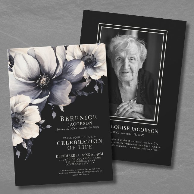 Invitation Célébration Élégante de Service Funèbre de la Vie (Elegant Memorial Service Celebration Of Life Invitation)