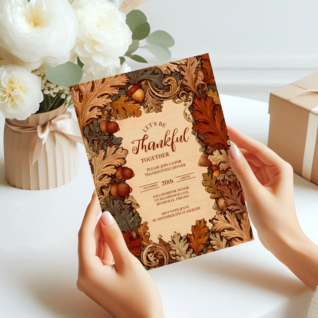 Invitation Célébration élégante de Thanksgiving chêne d'autom (Créateur téléchargé)