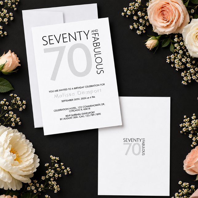 Invitation Célébration élégante des 70 ans pour elle (Elegant 70th Birthday Celebration for Her Invitation)