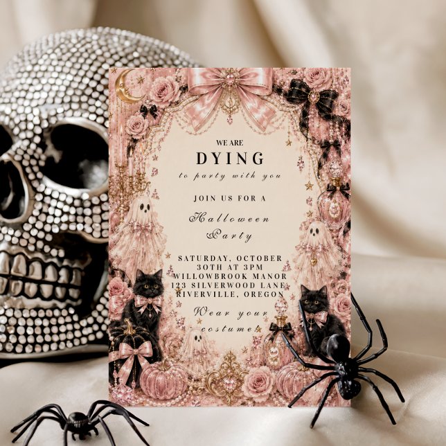 Invitation Célébration élégante d'Halloween rose (Créateur téléchargé)