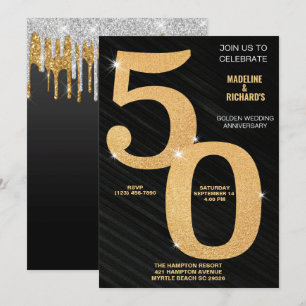 Invitation Célébration élégante du 50e anniversaire de mariag