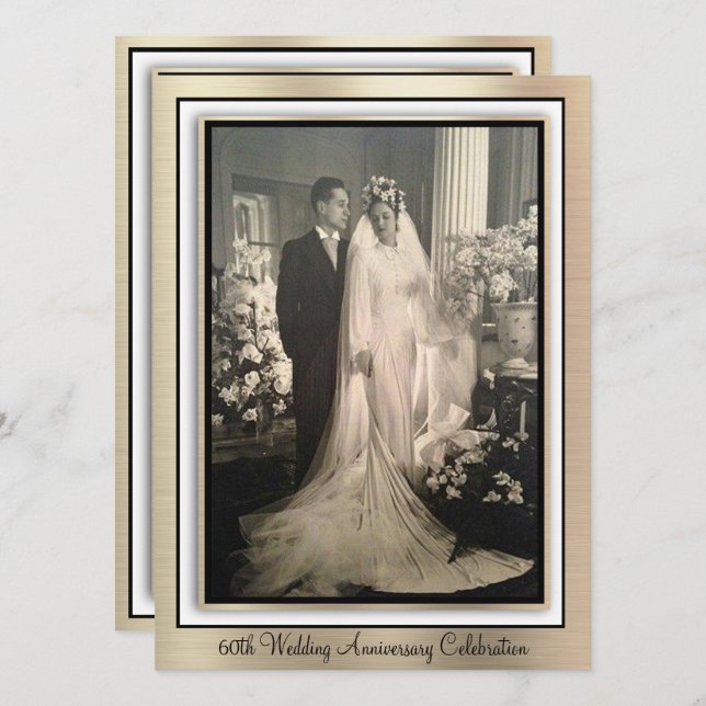 Invitation Célébration élégante du 60e anniversaire de mariag (Devant / Derrière)