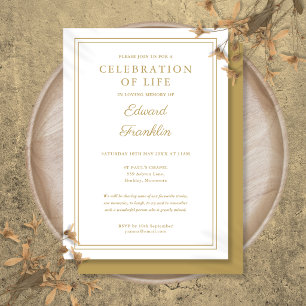 Invitation Célébration élégante moderne dorée de la vie Funér