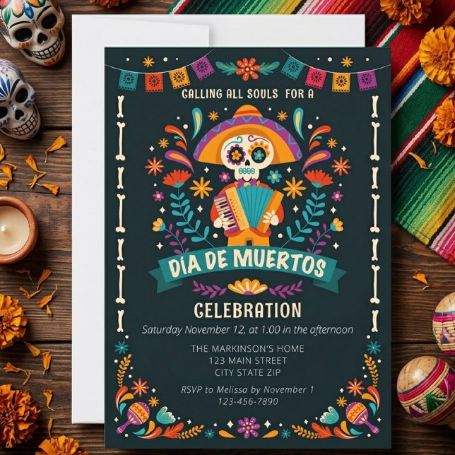 Invitation Célébration festive de Dia De Muertos (Créateur téléchargé)