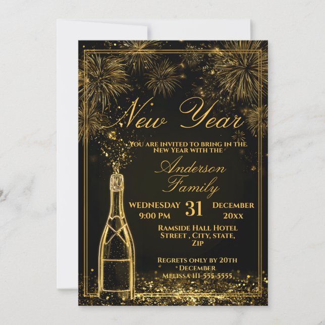 Invitation Célébration festive du Nouvel An (Devant)