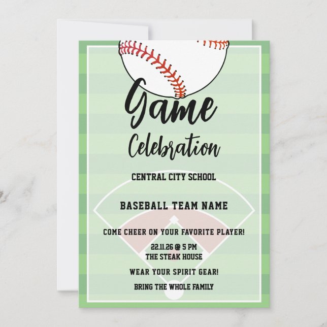 Invitation Célébration finale de baseball des enfants à l'éco (Devant)
