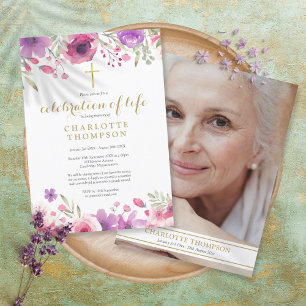 Invitation Célébration florale de la vie chrétienne Photo fun