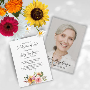 Invitation Célébration florale de la vie Photo Funérailles
