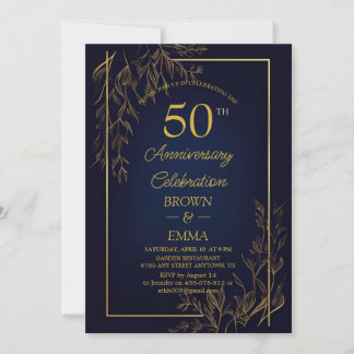 Invitation Célébration florale élégante du 50e anniversaire d