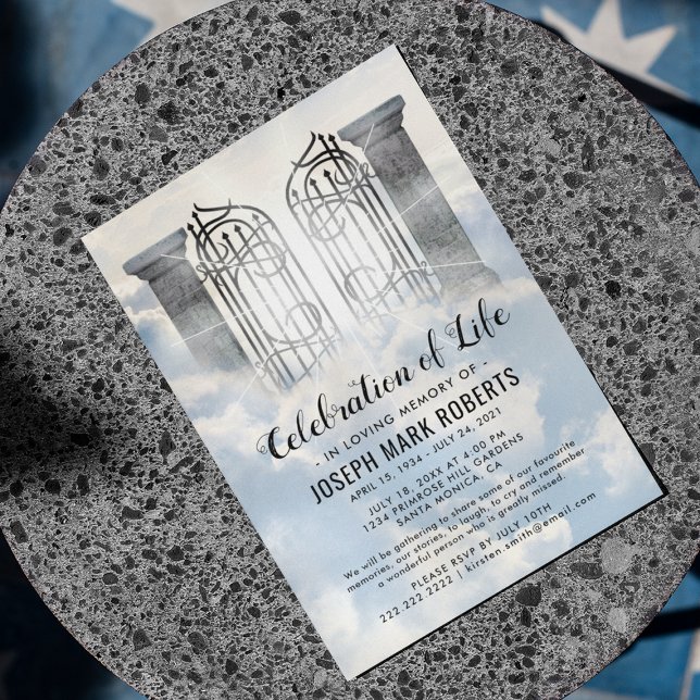 Invitation Célébration funéraire de la vie | Les portes du ci (Créateur téléchargé)