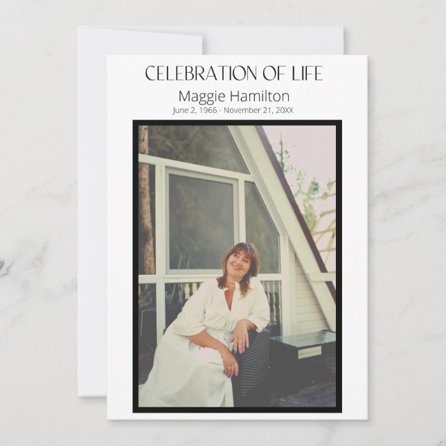 Invitation Célébration funéraire minimale de la vie Budget du (Devant)