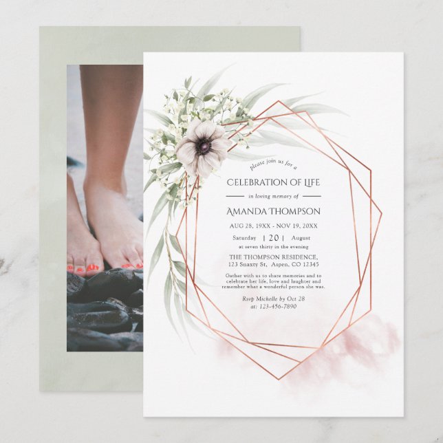 Invitation Célébration géométrique de la vie des eucalyptus (Devant / Derrière)