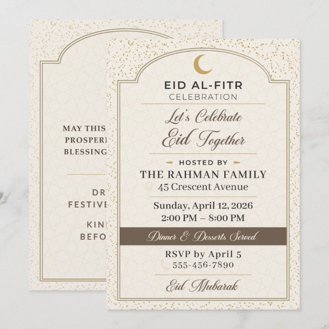 Invitation Célébration géométrique de l'Aïd al-Fitr avec pail (Devant / Derrière)
