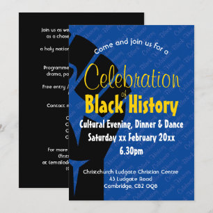 Invitation CÉLÉBRATION HISTOIRE NOIRE Personnalisé BHM Bleu