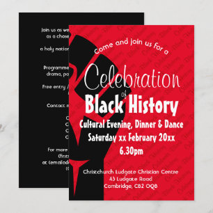 Invitation CÉLÉBRATION HISTOIRE NOIRE Personnalisée BHM Rouge