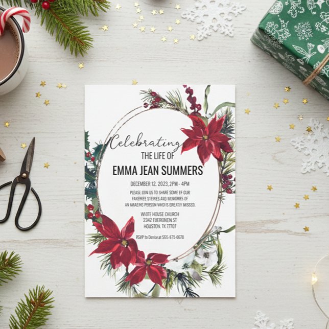 Invitation Célébration hivernale de la vie Poinsettia de Noël (Créateur téléchargé)