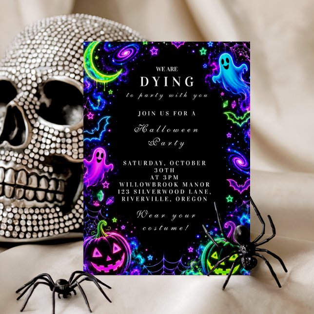 Invitation Célébration luxueuse d'Halloween néon (Créateur téléchargé)