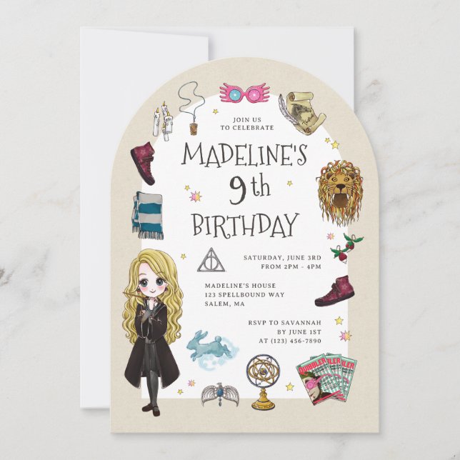 Invitation Célébration magique d'anniversaire de Luna Lovegoo (Devant)