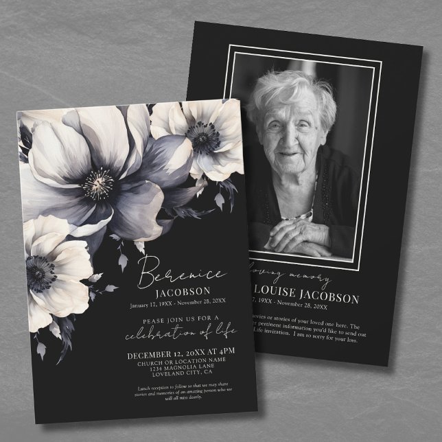 Invitation Célébration Mémorielle Élégante de la Vie (Elegant Script Memorial Celebration Of Life Invitation)