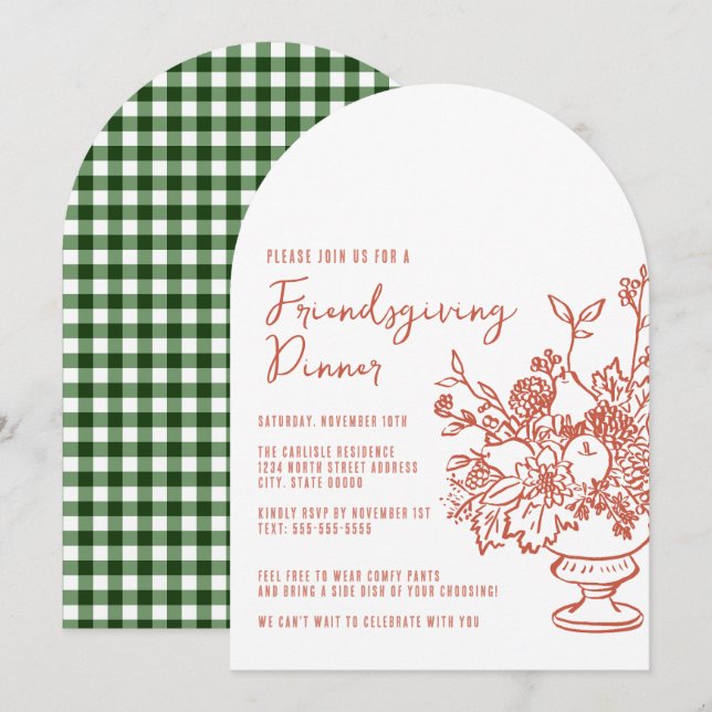 Invitation Célébration mignonne et décontractée du dîner de F (Devant / Derrière)