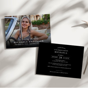 Invitation Célébration Moderne de la Vie avec Photos Funérail