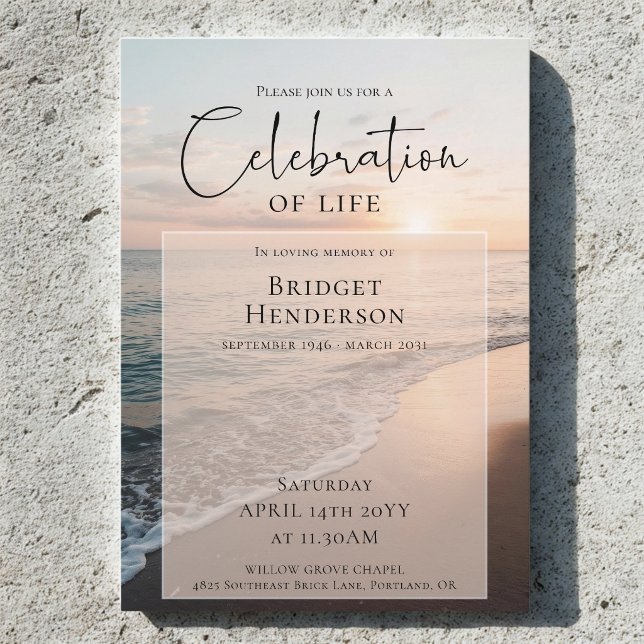 Invitation Célébration Moderne de la Vie en Mémoire sur l'Océ (Créateur téléchargé)