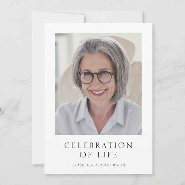Invitation Célébration moderne de la vie Photo Funérailles co (Devant)