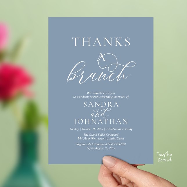 Invitation Célébration moderne de weekend de mariage pour un  (Modern Thanks a Brunch Modern Wedding Weekend Celebration Invitation Card in Dusty Blue)